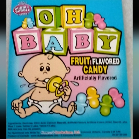 2 Dubble Bubble Oh Baby Fruit Candy Machine Vending Display Card 2000s NOS NEW - Picture 2 of 6